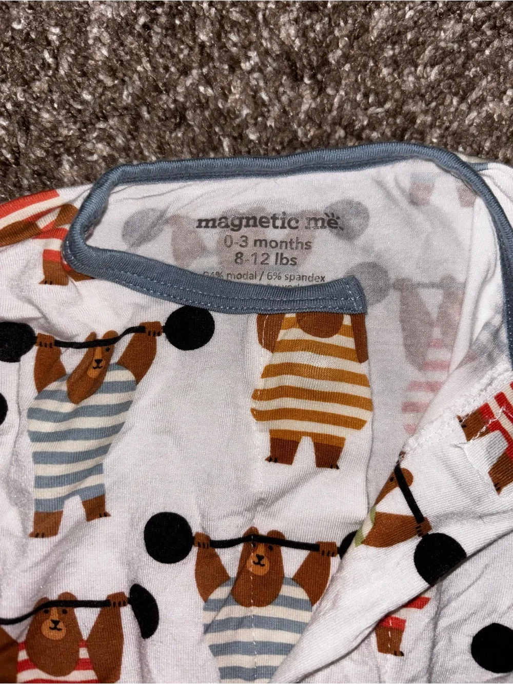 Magnetic Me Bears Lifting Weights Infant Sleeper